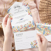 Landelijke Wilde Bloem Kleurrijke Bloemige Bruilof All In One Uitnodiging
