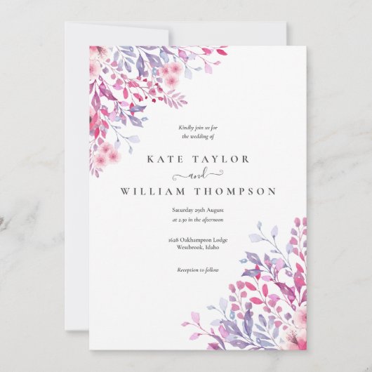 Landelijke Wilde Bloemen Bloemige Bruiloft Kaart (Voorkant)