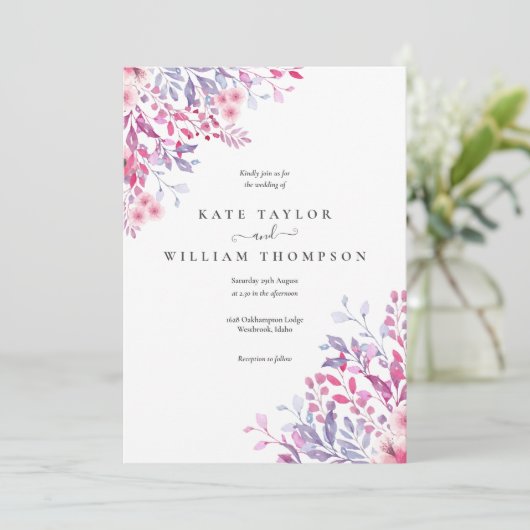 Landelijke Wilde Bloemen Bloemige Bruiloft Kaart (Staand voorkant)