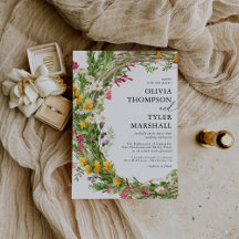 Landelijke Wilde Bloemen Boheemse Trouw Uitnodigin