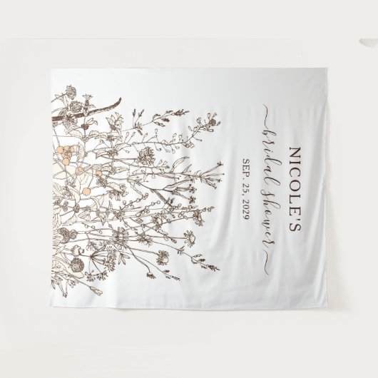 Landelijke wilde bloemen bruids douche achterwand  wandkleed (Voorkant (horizontaal))