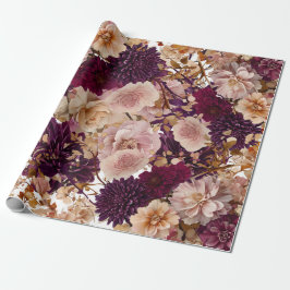 Landelijke Wilde Bloemen Bruidsboeket Burgundy & B Cadeaupapier