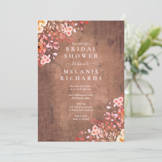 Landelijke Wilde Bloemen Bruidsdouche Kaart (Staand voorkant)