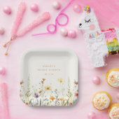 Landelijke Wilde Bloemen Bruidsdouche Papieren Bordje (Feest)