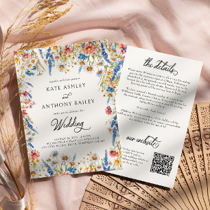 Landelijke Wilde Bloemen Bruiloft Details en Websi Kaart
