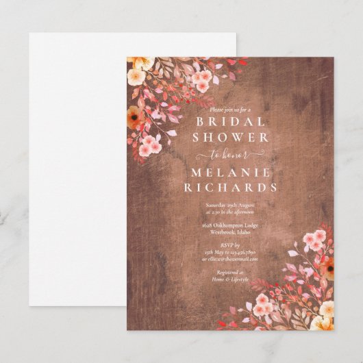 Landelijke Wilde Bloemen Bruiloft Feest Uitnodigin Aankondigingskaart (Voorkant / Achterkant)