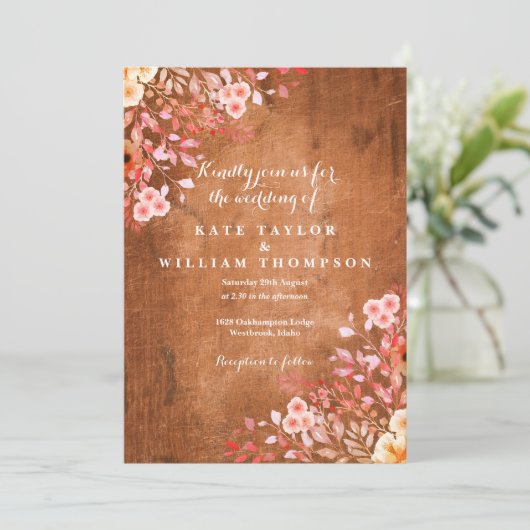 Landelijke Wilde Bloemen Bruiloft Kaart (Staand voorkant)