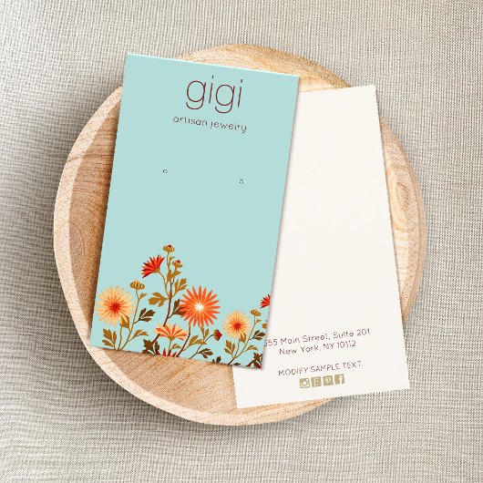  landelijke wilde bloemen, Floral Earring Display Visitekaartje