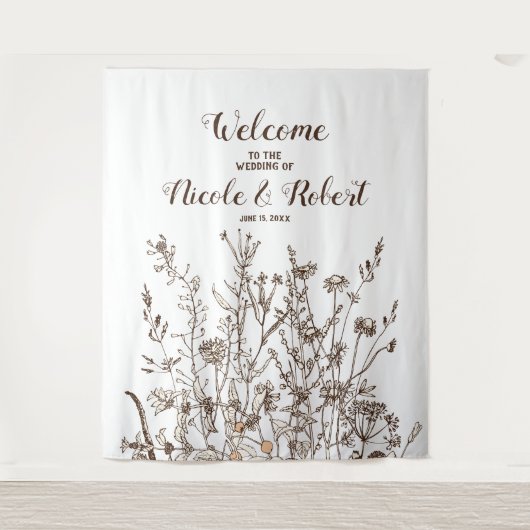 Landelijke wilde bloemen herfst bloem bruiloft ach wandkleed (Voorkant)