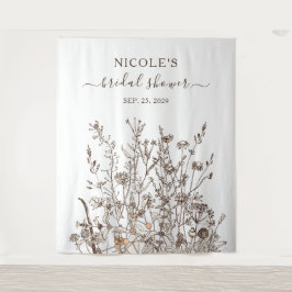 Landelijke wilde bloemen herfst bruidsdouche achte wandkleed