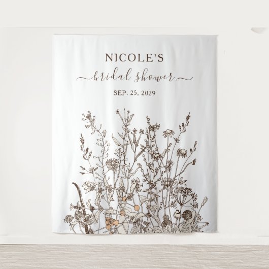 Landelijke wilde bloemen herfst bruidsdouche achte wandkleed (Voorkant)