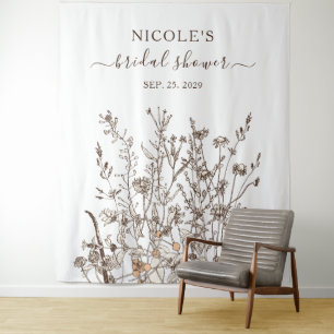 Landelijke Wilde Bloemen Herfst Bruidsfeest Achter Wandkleed