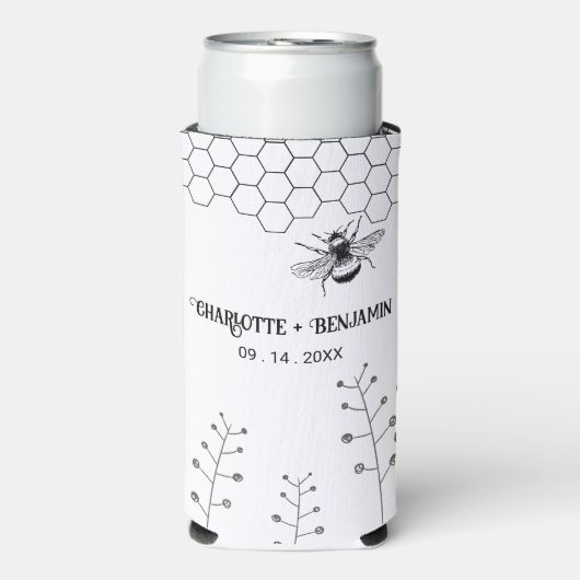 Landelijke Wilde Bloemen Imker Landelijke Huwelijk Seltzer Blikjeskoeler (Seltzer Voorkant)