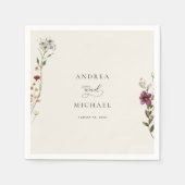 Landelijke Wilde Bloemen Ivoor Crème Romantische B Servet (Voorkant)