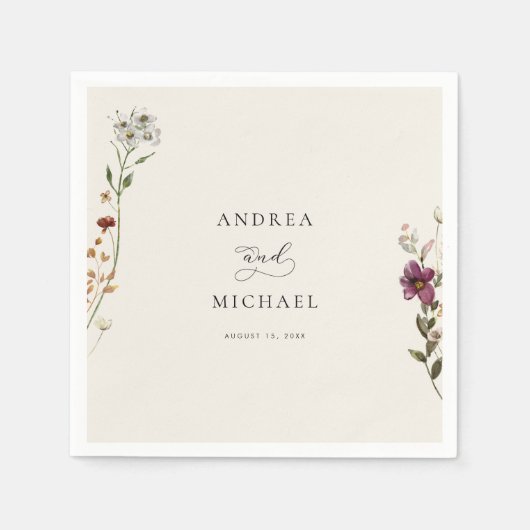 Landelijke Wilde Bloemen Ivoor Crème Romantische B Servet (Voorkant)