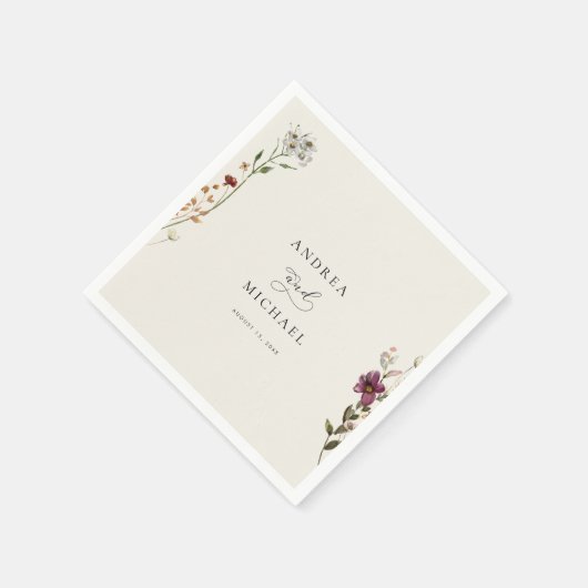 Landelijke Wilde Bloemen Ivoor Crème Romantische B Servet (Hoek)