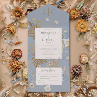 Landelijke Wilde Bloemen Monogram Stofblauw Eettaf