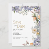 Landelijke wilde bloemen rustiek Save the Date Kaart (Voorkant)
