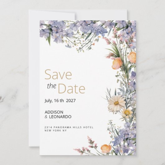 Landelijke wilde bloemen rustiek Save the Date Kaart (Voorkant)