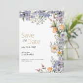 Landelijke wilde bloemen rustiek Save the Date Kaart (Staand voorkant)