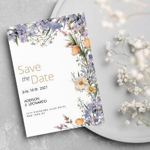 Landelijke wilde bloemen rustiek Save the Date Kaart
