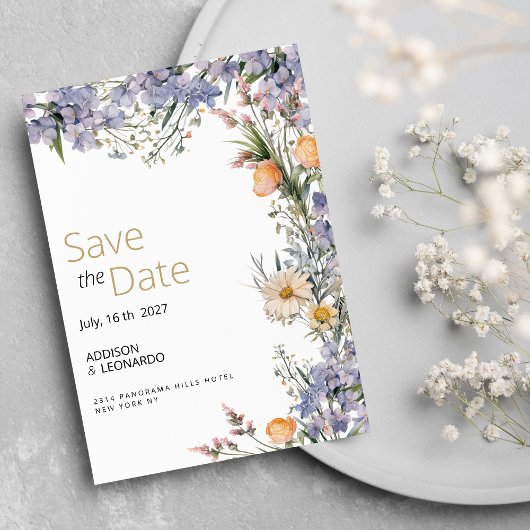 Landelijke wilde bloemen rustiek Save the Date Kaart