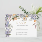 Landelijke wilde bloemen rustieke RSVP Kaart (Staand voorkant)