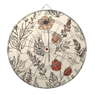 Landelijke Wilde Bloemen Vintage Botanische Schets Dartbord