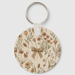 Landelijke wilde bloemenboeket met juten linten Vi Sleutelhanger
