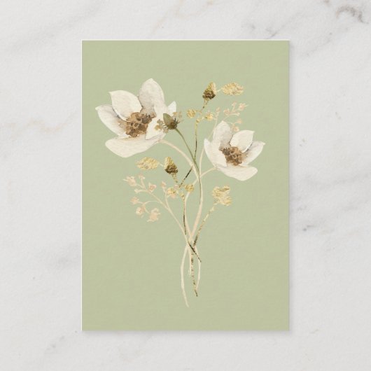 Landelijke wilde bloemenlijst saliegroene details informatiekaartje (Achterkant)