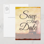 Landelijke windmolen Landelijke trouwdag Save The  Aankondigingskaart (Voorkant / Achterkant)