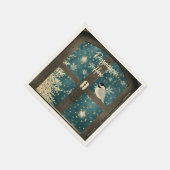 Landelijke winter blokhut venster ster sneeuwvlok servet (Hoek)