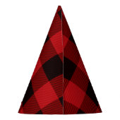 landelijke winter houthakker rode buffel geruite f feesthoedjes (Achterkant)