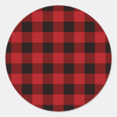 landelijke winter houthakker rood buffel geruit fe ronde sticker (Voorkant)