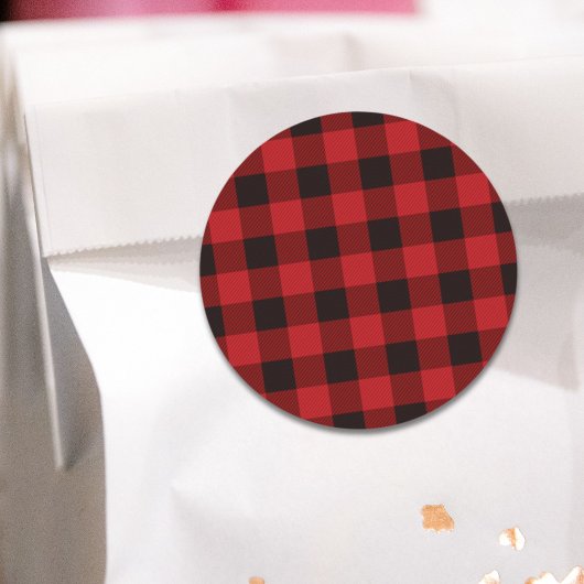 landelijke winter houthakker rood buffel geruit fe ronde sticker