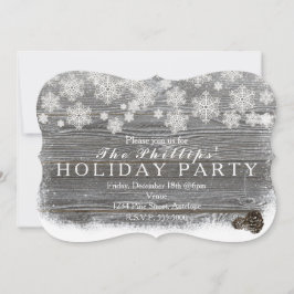 Landelijke winter-sneeuwvlokken & dennenappels uit kaart