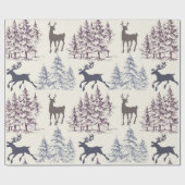 Landelijke Winterbomen En Herten Cadeaupapier (Vlak)