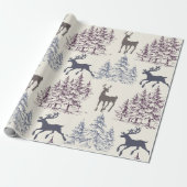 Landelijke Winterbomen En Herten Cadeaupapier (Uitgerold)