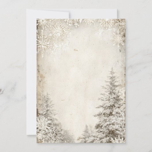 Landelijke winterboom uitnodiging template | Vinta (Voorkant)