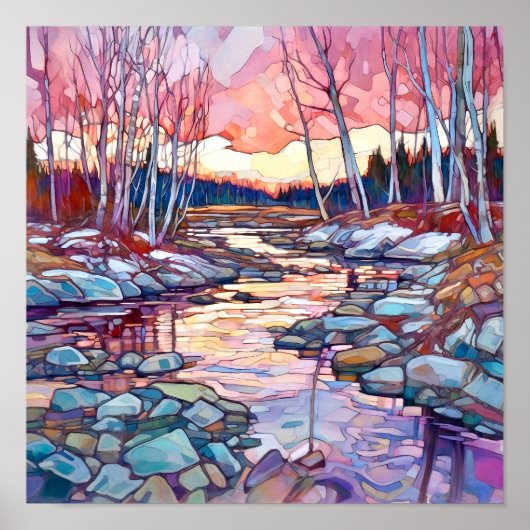 Landelijke winterlandschapsprint poster (Voorkant)