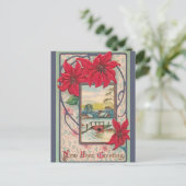 Landelijke Winterscène Brug Nieuwjaar Briefkaart (Staand voorkant)