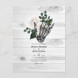 Landelijke Witte Bloemrijke Gotische Trouwuitnodig Flyer