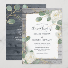 Landelijke Witte Roze Gouden Bloemige Groene Huwel Kaart