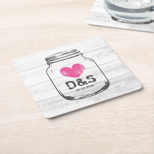 Landelijke witte schuur houten metselwerkjaren tro kartonnen onderzetters (Schuin)