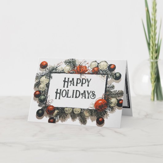 Landelijke Witte Vintage Grenen Sierlijst Familie Feestdagen Kaart (Voorkant)