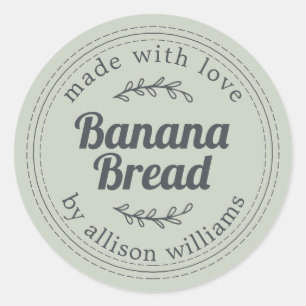 Landelijke zelfgemaakte bananenbrood Pastelgroen Ronde Sticker