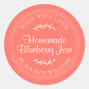 Landelijke zelfgemaakte bosbessenjam inmaken helde ronde sticker