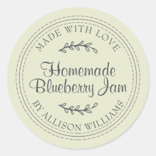 Landelijke zelfgemaakte bosbessenjam inmaken Paste Ronde Sticker