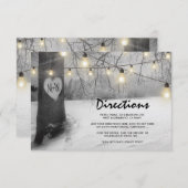 Landelijke zilveren kerstboomverlichting voor de w informatiekaartje (Voorkant / Achterkant)