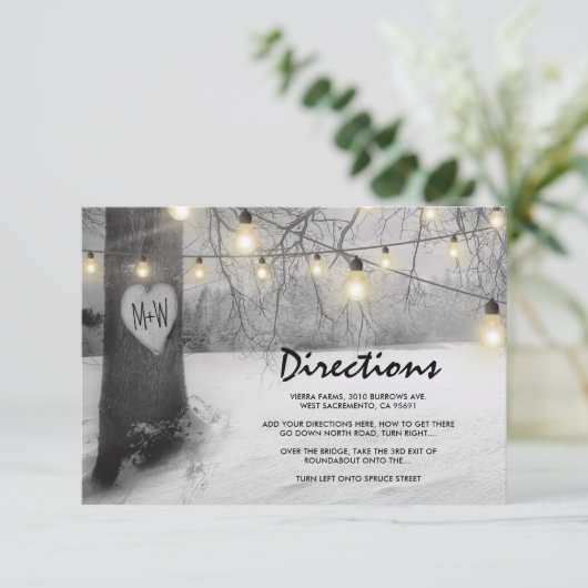 Landelijke zilveren kerstboomverlichting voor de w informatiekaartje (Staand voorkant)